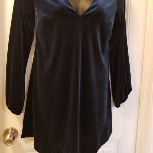 FREE PEOPLE V NECK DRESS MINI BLUE SHIFT SMALL - Picture 3 of 8